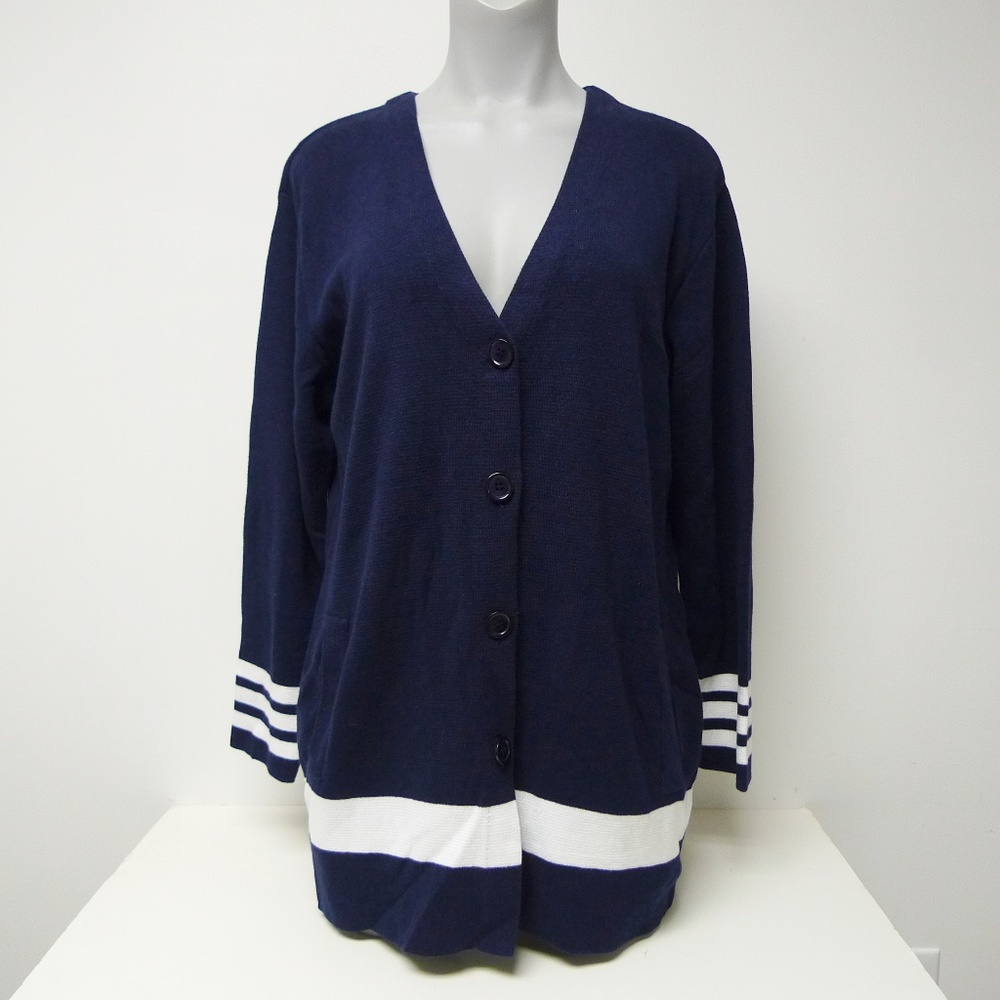 Diane Von Furstenberg blue White knitted cardigan